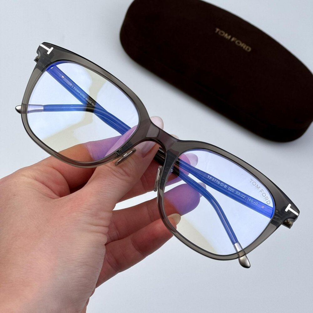 Tom Ford Women BRAND NEW Eyeglasses Grey Blue Block Square FT5776-D-B/O 020